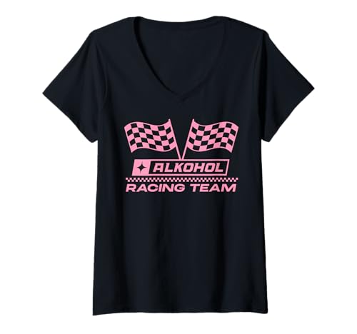 Damen Alkohol Racing Team X Lecker Bierchen Bier & Autorennen T-Shirt mit V-Ausschnitt Damen Alkohol Racing Team X Lecker Bierchen Bier & Autorennen T-Shirt mit V-Ausschnitt von ALKOHOL RACING TEAM X Bierliebhaber Bier & Auto