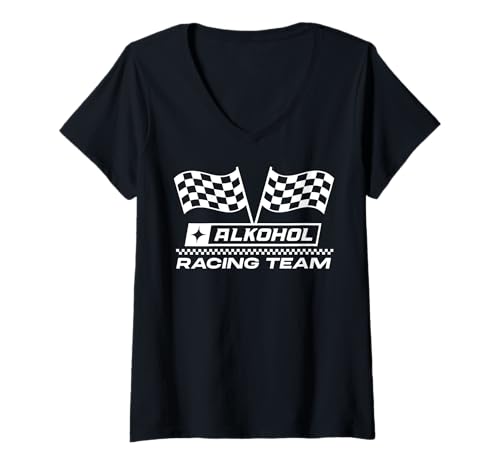 Damen Alkohol Racing Team X Lecker Bierchen Bier & Autorennen T-Shirt mit V-Ausschnitt Damen Alkohol Racing Team X Lecker Bierchen Bier & Autorennen T-Shirt mit V-Ausschnitt von ALKOHOL RACING TEAM X Bierliebhaber Bier & Auto