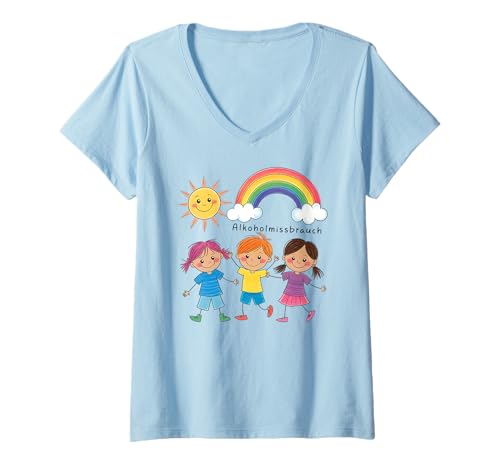 Damen ALKOHOLMISSBRAUCH - EXZESSIVER ALKOHOLKONSUM X Kinder Lustig T-Shirt mit V-Ausschnitt Damen ALKOHOLMISSBRAUCH - EXZESSIVER ALKOHOLKONSUM X Kinder Lustig T-Shirt mit V-Ausschnitt von ALKOHOLMISSBRAUCH X Lustig Kinder Zeichnung Ironie