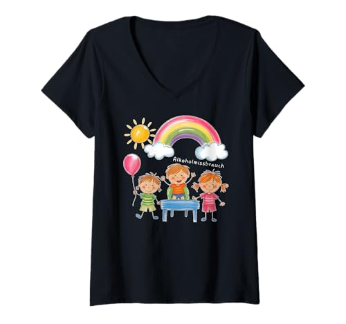 Damen ALKOHOLMISSBRAUCH - EXZESSIVER ALKOHOLKONSUM X Kinder Lustig T-Shirt mit V-Ausschnitt Damen ALKOHOLMISSBRAUCH - EXZESSIVER ALKOHOLKONSUM X Kinder Lustig T-Shirt mit V-Ausschnitt von ALKOHOLMISSBRAUCH X Lustig Kinder Zeichnung Ironie
