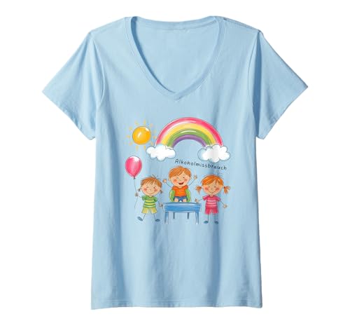 Damen ALKOHOLMISSBRAUCH - EXZESSIVER ALKOHOLKONSUM X Kinder Lustig T-Shirt mit V-Ausschnitt Damen ALKOHOLMISSBRAUCH - EXZESSIVER ALKOHOLKONSUM X Kinder Lustig T-Shirt mit V-Ausschnitt von ALKOHOLMISSBRAUCH X Lustig Kinder Zeichnung Ironie