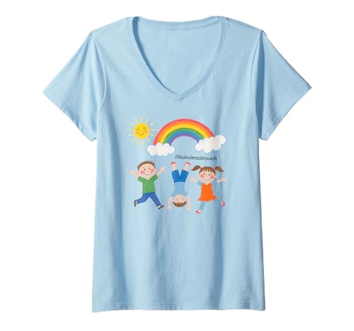 Damen ALKOHOLMISSBRAUCH - EXZESSIVER ALKOHOLKONSUM X Kinder Lustig T-Shirt mit V-Ausschnitt Damen ALKOHOLMISSBRAUCH - EXZESSIVER ALKOHOLKONSUM X Kinder Lustig T-Shirt mit V-Ausschnitt von ALKOHOLMISSBRAUCH X Lustig Kinder Zeichnung