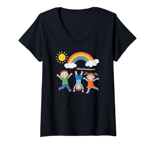 Damen ALKOHOLMISSBRAUCH - EXZESSIVER ALKOHOLKONSUM X Kinder Lustig T-Shirt mit V-Ausschnitt Damen ALKOHOLMISSBRAUCH - EXZESSIVER ALKOHOLKONSUM X Kinder Lustig T-Shirt mit V-Ausschnitt von ALKOHOLMISSBRAUCH X Lustig Kinder Zeichnung