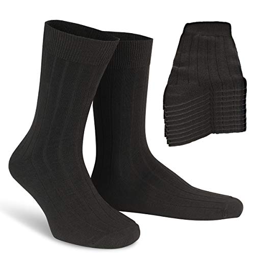 ALL ABOUT SOCKS 10er Pack atmungaktive, hochwertige Socken aus Baumwolle für Herren & Damen - Größe 39-42 - Farbe: schwarz gerippt von ALL ABOUT SOCKS