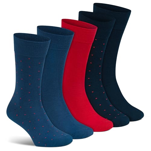 ALL ABOUT SOCKS 5er Pack atmungaktive, hochwertige Socken aus Baumwolle für Herren & Damen - Größe 47-50 - Farbe: rot gepunktet von ALL ABOUT SOCKS