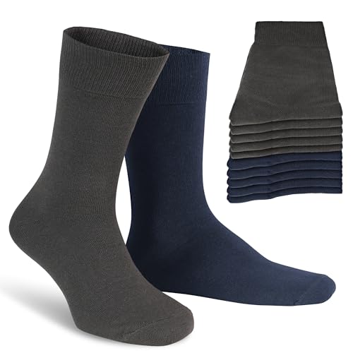ALL ABOUT SOCKS atmungaktive, hochwertige Socken aus Baumwolle für Herren & Damen - PREMIUM 10er-Pack - 5x Blau, 5x Grau - Größe 43-46 von ALL ABOUT SOCKS