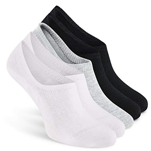 ALL ABOUT SOCKS Unsichtbare Sneaker Socken Damen grau 35-38 - RUTSCHFEST - PREMIUM Sneakersocken - Ohne drückende Zehennaht Mix (grau, weiss, schwarz) (5er Pack) von ALL ABOUT SOCKS