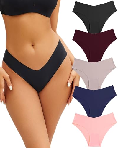 ALL OF ME 5er Pack Seamless Slip Unterhosen Damen Nahtlose Invisible Hipster Unterwäsche Soft Stretch Sexy Panties Bequem Dessous Frauen Cheeky Mehrpack XS-L von ALL OF ME