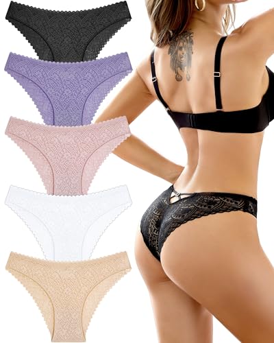 ALL OF ME 5er Pack Unterhosen Damen Spitze Brazilian Slips Unterwäsche Frauen X-Back Sexy Hipster Nahtlos Panties Mehrpack S-XL,M ALL OF ME 5er Pack Unterhosen Damen Spitze Brazilian Slips Unterwäsche Frauen X-Back Sexy Hipster Nahtlos Panties Mehrpack S-XL,M von ALL OF ME
