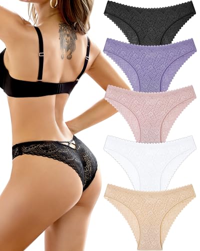 ALL OF ME 5er Pack Unterhosen Damen Spitze Brazilian Slips Unterwäsche Frauen X-Back Sexy Hipster Underwear Mehrpack S-XL,M ALL OF ME 5er Pack Unterhosen Damen Spitze Brazilian Slips Unterwäsche Frauen X-Back Sexy Hipster Underwear Mehrpack S-XL,M von ALL OF ME