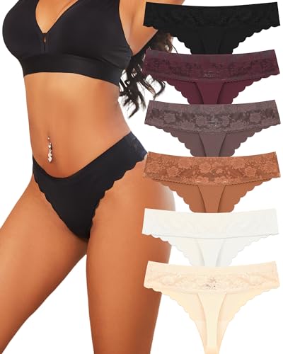 ALL OF ME 6er Pack S-XL String Tanga Damen Spitzen Unterhosen Damen von ALL OF ME