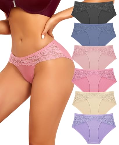 ALL OF ME 6er Pack Seamless Slips Damen Spitze Unterwäsche Nahtlose Unterhosen Frauen Hipster Panties Nahtlos Weiche Atmungsaktiver No Show Dessous Mehrpack S-XL von ALL OF ME