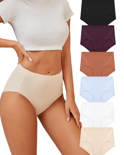 ALL OF ME Unterhosen Damen High Waist Nahtlose Slips Damen No Show Panties Stretch-Slips mit Vollbedeckung Mehrpack 6 L von ALL OF ME