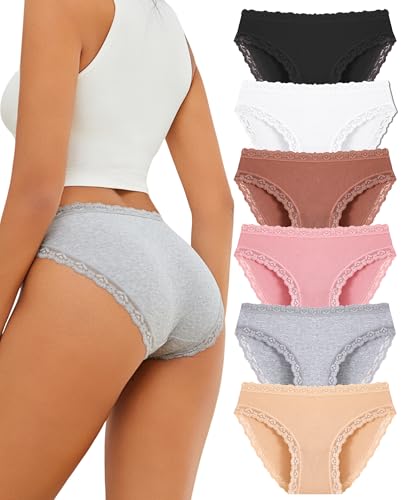 ALL OF SHE 5er Pack Baumwolle Unterwäsche Frauen Brazilian Slip Spitze-XXL von ALL OF SHE