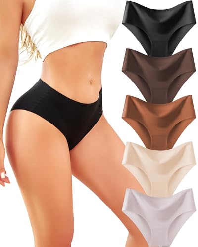 ALL OF SHE 5er Pack High Waisted Slips Damen Seamless Unterhosen Hohe Taille Nahtlose Unterwäsche Frauen Soft Panties Multipack XS-XL von ALL OF SHE