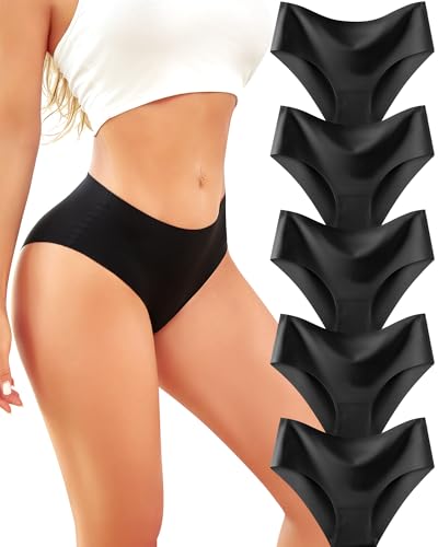 ALL OF SHE 5er Pack High Waisted Slips Damen Seamless Unterhosen Hohe Taille Nahtlose Unterwäsche Frauen Soft Panties Multipack XS-XL von ALL OF SHE