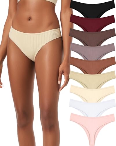 ALL OF SHE 9 Pack String Tanga Damen Baumwolle Sexy Unterwäsche Frauen Set Unterhosen Damen Slips Mehrpack Atmungsaktiv Thong Bikini Pantys S-XL von ALL OF SHE