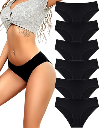 ALL OF SHE Unterhosen Damen Baumwolle Unterwäsche Frauen Soft Hipster Atmungsaktiv Slip Mehrpack 6 M von ALL OF SHE
