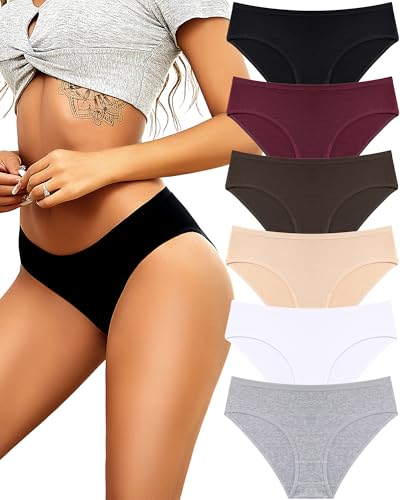 ALL OF SHE Unterhosen Damen Baumwolle Unterwäsche Frauen Soft Hipster Atmungsaktiv Slip Mehrpack 6 S von ALL OF SHE