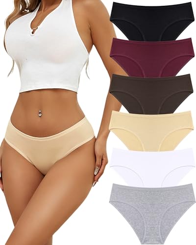 ALL OF SHE Unterhosen Damen Unterwäsche Baumwolle Slips Soft Hipster Weich Unterhose Mehrpack6 M von ALL OF SHE