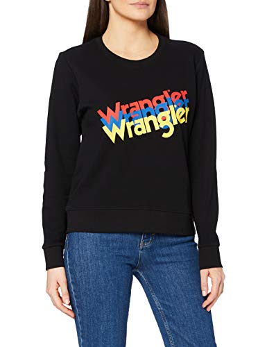 Wrangler Damen Crew Sweat Sweatshirt, Black (Black 00), S von Wrangler