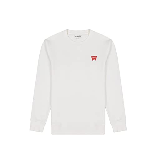 Wrangler Herren Sign Off Crew Sweatshirt, Weiß, L von Wrangler