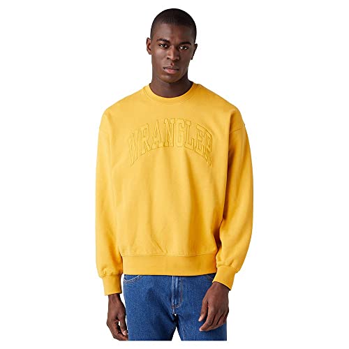 Wrangler Men's Varsity Crew Sweatshirt, GOLDEN Spice, Large von Wrangler