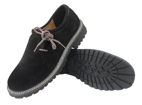 ALL THE GOOD Trachten Schuhe Haferlschuhe schwarz Almhaferl Oktoberfest Trachtenschuhe Aus Wildleder Schwarz (45) von ALL THE GOOD
