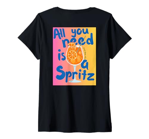 Damen ALL YOU NEED IS A SPRITZ - VIBES X Hallöchen Aperölchen BACK T-Shirt mit V-Ausschnitt von ALL YOU NEED IS A SPRITZ - Feeling Spritzy Summer