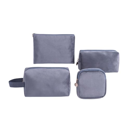 Kosmetiktasche 4-teiliges Kosmetiktaschen-Set, weiche Beflockung, Make-up-Tasche mit Griff, Kosmetik-Aufbewahrungstasche, große Kapazität, Kosmetiktasche Make up Tasche für Damen Mädchen (Color : C, von ALLC