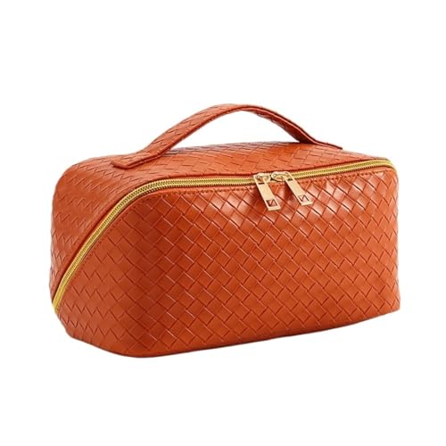 Kosmetiktasche Reise-Kosmetiktasche mit großem Fassungsvermögen, tragbar, Make-up-Organizer aus PU-Leder, Kosmetiktasche mit Griff Make up Tasche für Damen Mädchen (Color : D, Size : O) von ALLC