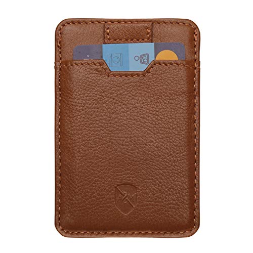 Allen & Mate Schlankes minimalistisches Lederportemonnaie mit RFID-Schutz, Vordertasche Geldbeutel für Herren mit Schlüsselring (Cognac) von ALLEN & MATE