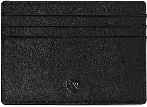 ALLEN & MATE Leder Kartenhalter Slim Wallet Minimalistische Brieftasche Kreditkartenetui für Männer Frauen (Black) von ALLEN & MATE