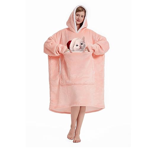 Hoodie Decke Damen, Decken Hoodie Damen, Superweiche und Warme Flanell Blanket Hoodie,Flauschig,Bequem,Kuschel Hoodie Blanket Für Damen Herren Erwachsene von ALLILUYAA