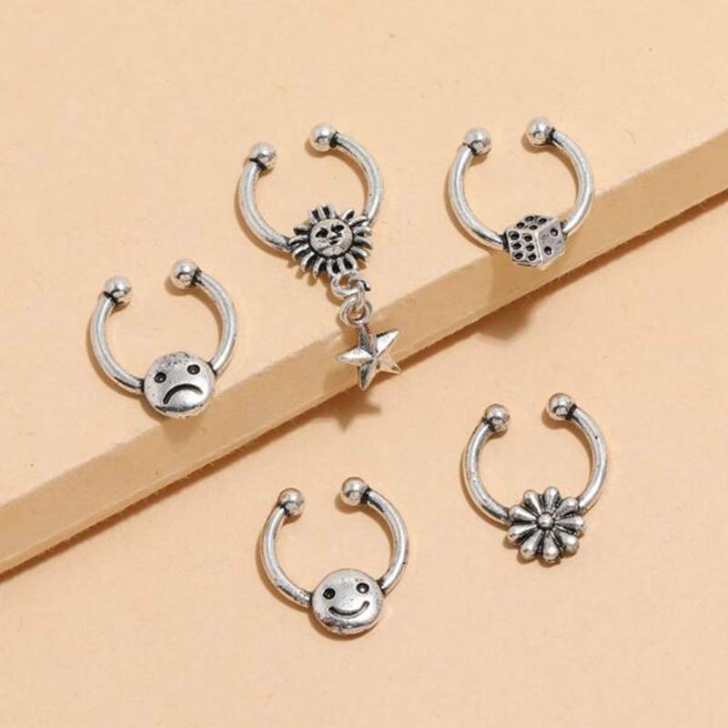 Fake Septum Ring - Nasenring Hoop Ringe Edelstahl Nasenpiercing Piercing Piercingschmuck von ALLPlantBased