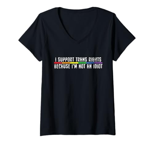 Damen Ich unterstütze Transrechte, weil ich kein idiotischer Transverbündeter bin T-Shirt mit V-Ausschnitt von ALLY LGBTQ I Support Trans Rights Trans Pride 2024
