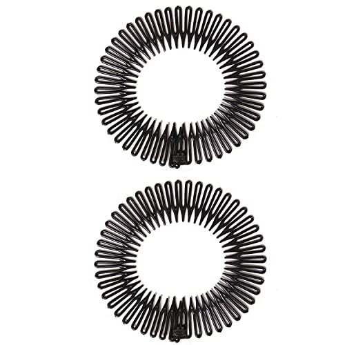 Kamm Flexibles Stirnband, 2er Set, Spinne Haarband Grip Kreis Stirnbänder, Haarkamm für Frauen Mädchen (Schwarz) Y5MFS von ALLY-MAGIC