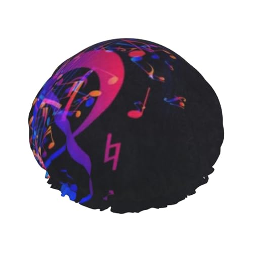 Bunte Galaxie-Musiknoten-Duschhaube, doppellagig, für Damen, wiederverwendbar, geeignet zum Baden und Spa Bunte Galaxie-Musiknoten-Duschhaube, doppellagig, für Damen, wiederverwendbar, geeignet zum Baden und Spa von ALLiYa