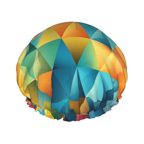 Bunte dreieckige doppellagige Duschhaube für Damen, wiederverwendbar, geeignet zum Baden und Spa Bunte dreieckige doppellagige Duschhaube für Damen, wiederverwendbar, geeignet zum Baden und Spa von ALLiYa