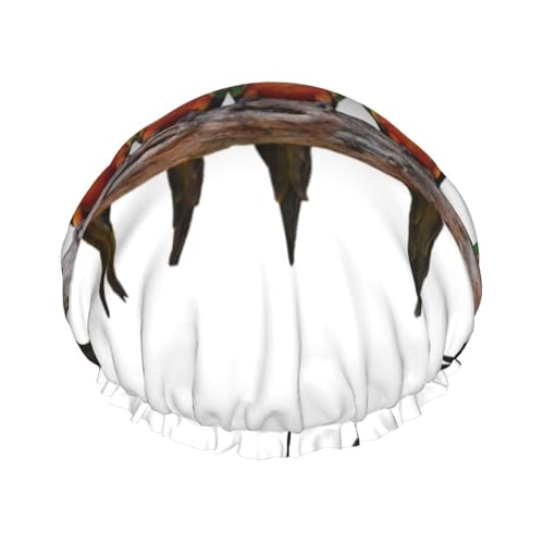 Bunte gelbe Papageien auf Ast, doppellagige Duschhaube für Frauen, wiederverwendbar, geeignet zum Baden und Spa Bunte gelbe Papageien auf Ast, doppellagige Duschhaube für Frauen, wiederverwendbar, geeignet zum Baden und Spa von ALLiYa