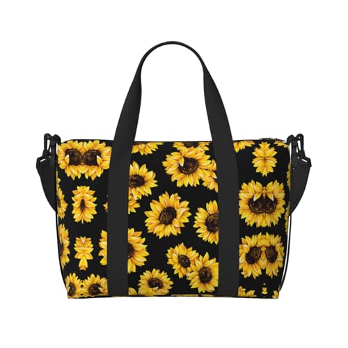Handtasche/Umhängetasche, Motiv: Frühlings-Sonnenblumen und Blumen, einzelne Schultertasche, Sport- und Fitness-Tasche, Reisegepäcktasche, Schwarz , Einheitsgröße Handtasche/Umhängetasche, Motiv: Frühlings-Sonnenblumen und Blumen, einzelne Schultertasche, Sport- und Fitness-Tasche, Reisegepäcktasche, Schwarz , Einheitsgröße von ALLiYa