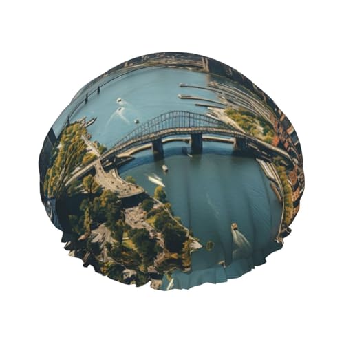 Penthouse Duschhaube mit Blick über New York Manhattan, doppellagig, für Damen, wiederverwendbar, geeignet zum Baden und Spa Penthouse Duschhaube mit Blick über New York Manhattan, doppellagig, für Damen, wiederverwendbar, geeignet zum Baden und Spa von ALLiYa