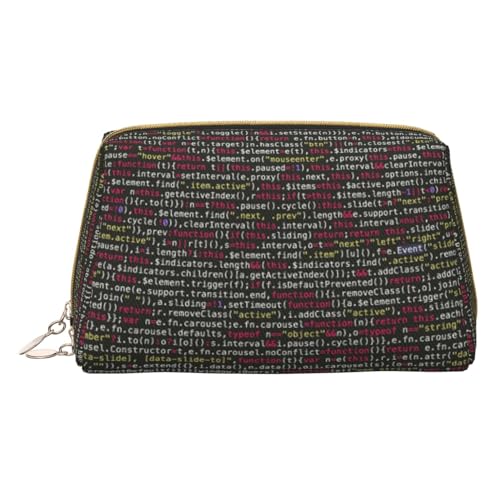 Programmierer Programmiercode Leder Handheld Reißverschluss Make-up Tasche Organizer Geldbörse Große Kapazität Reise Make-up Tasche Toilettenartikel, weiß, Einheitsgröße von ALLiYa