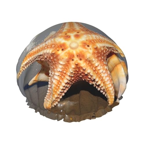 Seestern Muschel Sonnenstrand Doppellagige Duschhaube für Frauen wiederverwendbar geeignet zum Baden Spa von ALLiYa