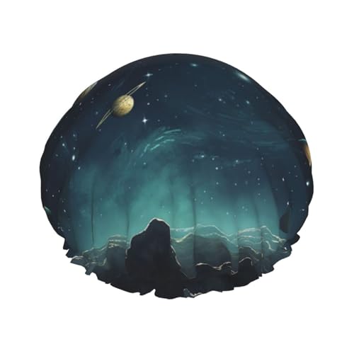 Weltraum Sternenhimmel Doppelschichtige Duschhaube für Frauen wiederverwendbar geeignet zum Baden Spa von ALLiYa