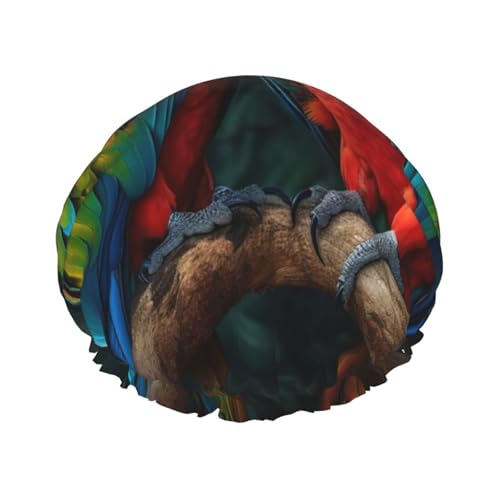 Zweifarbige Papageien-Duschhaube, doppellagig, für Damen, wiederverwendbar, geeignet zum Baden und Spa Zweifarbige Papageien-Duschhaube, doppellagig, für Damen, wiederverwendbar, geeignet zum Baden und Spa von ALLiYa