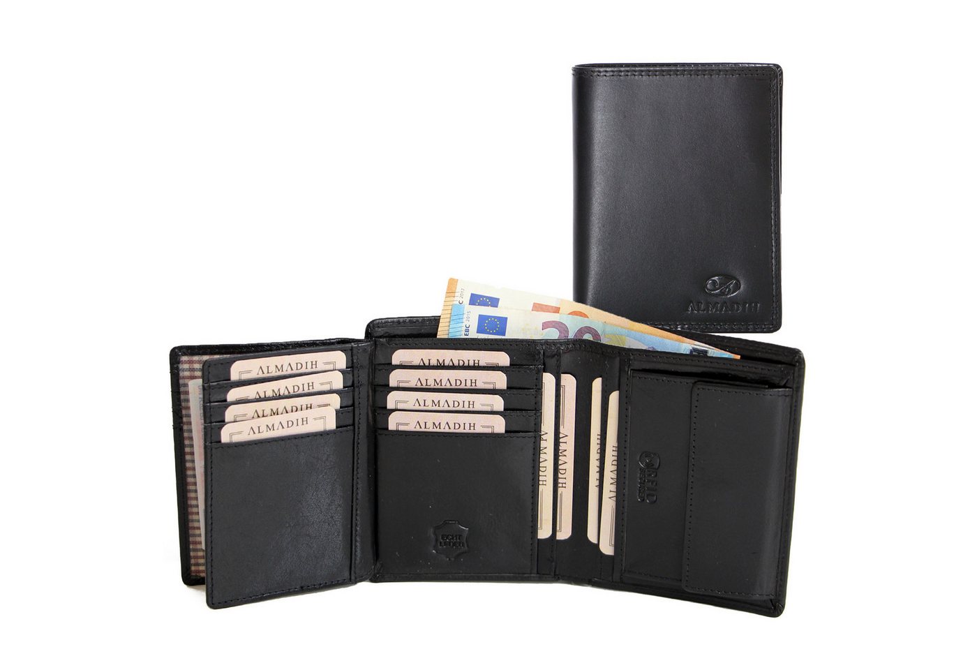 ALMADIH Brieftasche Herren Leder P2H Portemonnaie RFID Geldbörse Hochformat Geldbeutel von ALMADIH