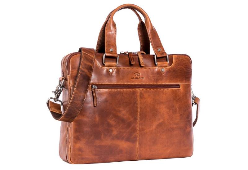 ALMADIH Businesstasche Leder Herren Aktentasche - 15 Zoll Laptoptasche mit 2 Hauptfächer LUCA von ALMADIH