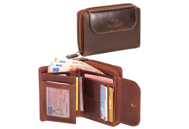 ALMADIH Geldbörse Damen Echt Leder Geldbeutel RFID Portemonnaie CARLY - 16 Kartenfächer von ALMADIH