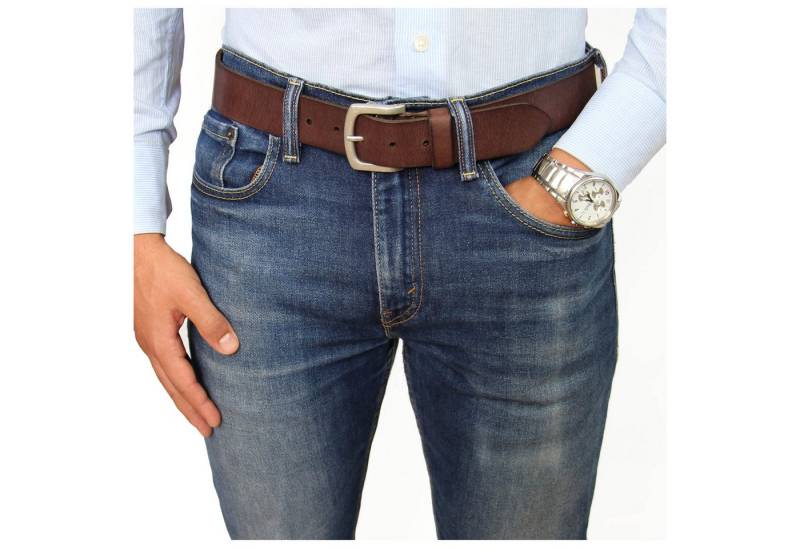 ALMADIH Ledergürtel Hereen G3-DB Robuster Rindsleder-Gürtel mit Metallschnalle für Jeans. von ALMADIH